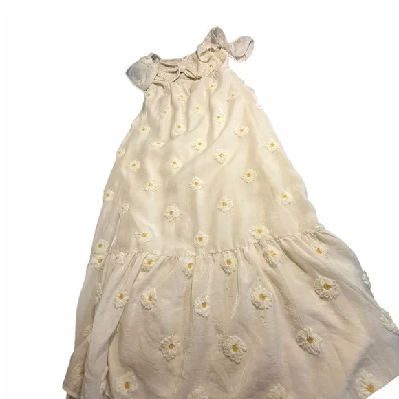 Storia Cream Floral Eyelet Maxi Dress with Bow Front Ruffle Straps Lrg - Picture 9 of 13